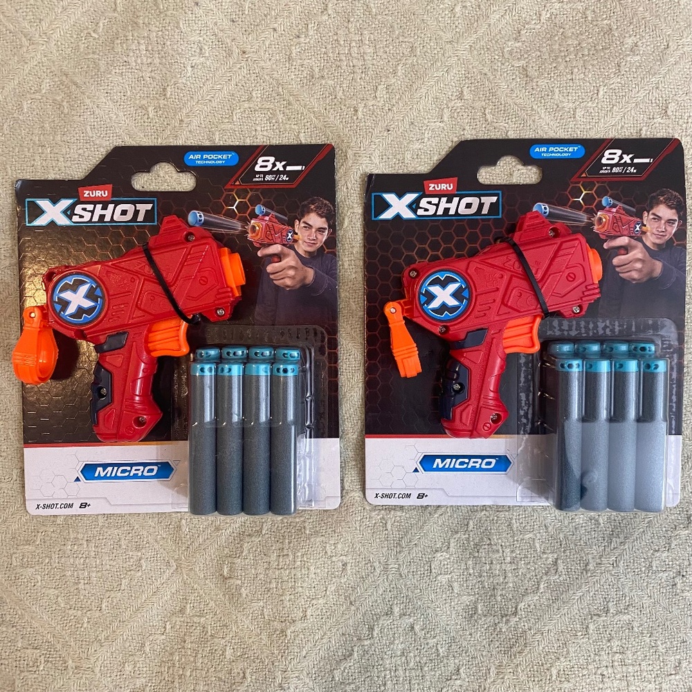 SUMMER 2026 Outdoor Games - NWT Zuru X Shot Micro Foam Red Dart Guns (2)